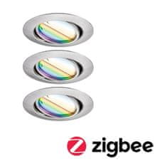 Paulmann PAULMANN LED vstavané svietidlo Smart Home Zigbee Base Coin základná sada výklopné kruhové 90mm 20 ° 3x4, 9W 230V stmievateľné RGBW plus kov kartáčovaný 924.67 92467