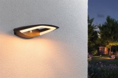 Paulmann PAULMANN LED vonkajšie nástenné svietidlo Akena pohybové čidlo neláka hmyz IP44 243x254mm 2200K 10,8W 230V antracit hliník 948.39 94839