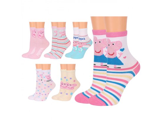Peppa Pig Peppa Pig Dievčenské ponožky, 6 párov dlhých ponožiek, OEKO-TEX