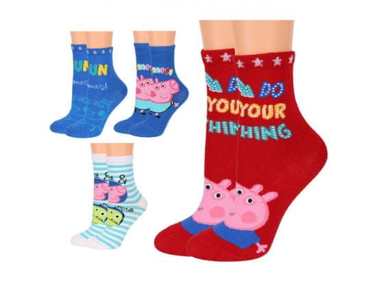 Peppa Pig George Peppa Pig Sada chlapčenských ponožiek, 4 páry dlhých ponožiek, OEKO-TEX