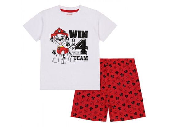 Paw Patrol Paw Patrol Marshall Chlapčenské pyžamo s krátkym rukávom biele a červené letné pyžamo