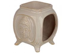 EDEN Aromalampa keramická s reliéfom Budha - biela