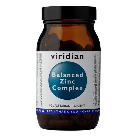 VIRIDIAN nutrition Balanced Zinc Complex (Chelatovaná forma zinku), 90 kapsúl