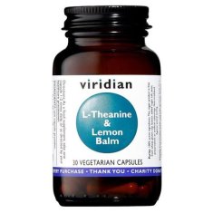 VIRIDIAN nutrition L-Theanín a Lemon Balm (L-Theanín s medovkou), 30 kapsúl