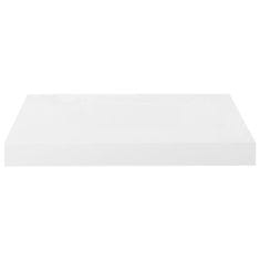 Vidaxl Plávajúce nástenné police 2 ks, lesklé biele 40x23x3,8 cm, MDF