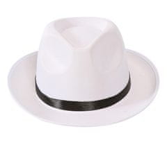 Guirca Dámsky mafiánsky klobúk biely s mašľou