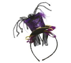 Guirca Čelenka mini klobúčik fialovo-čierny s pavúkom