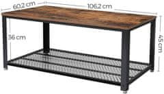 VASAGLE Konferenčný stolík obdĺžnikový hnedý 106x60 cm
