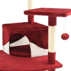 Vidaxl Škrabadlo pre mačky so sisalovými stĺpikmi, 203 cm, červené a biele
