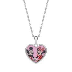 Disney Romantický strieborný náhrdelník Minnie and Mickey Mouse (retiazka, prívesok)