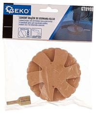 GEKO Kotúč gumový agresívny, stopka 6 mm, priemer 90 mm, na odstraňovanie nálepiek a lepidla + adaptér