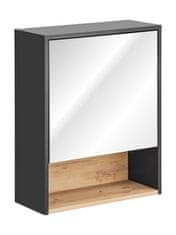 COMAD Závesná kúpeľňová skrinka so zrkadlom Borneo Cosmos 840 1D sivá/dub artisan