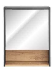 COMAD Závesná kúpeľňová skrinka so zrkadlom Borneo Cosmos 840 1D sivá/dub artisan