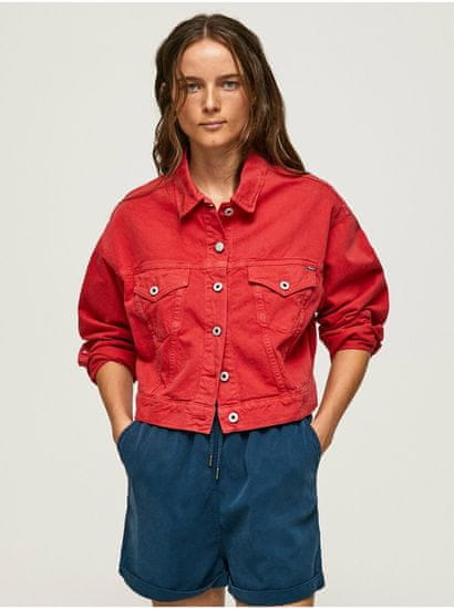 Pepe Jeans Rifľové bundy pre ženy Pepe Jeans - červená
