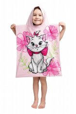 Jerry Fabrics Plážová osuška pončo Marie Cat Pink flower 50x115 cm