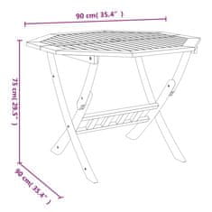 Vidaxl Skladací záhradný stôl 90x75 cm masívne akáciové drevo