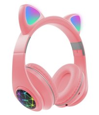 Oxe  Bluetooth bezdrôtové detské slúchadlá s uškami, ružové