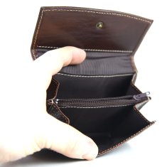 VegaLM Dámska malá kožená peňaženka na mince v hnedej farbe