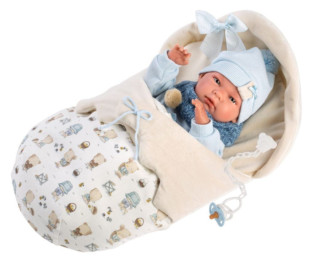 Llorens 73885 NEW BORN CHLAPEČEK realistická panenka miminko s celovinylovým tělem 40 cm
