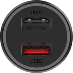 nabíječka do auta, 2x USB 3.0, 37W, čierna