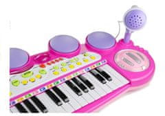 Lean-toys Organ Pianinko Mikrofónová stolička USB porty Ružová
