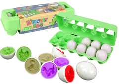 Lean-toys Dinosaurie vajcia Vzdelávacie puzzle 12 tvarov vajec