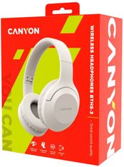 Canyon headset BTHS-3, USB-C, BT V5.1 JL6956, batéria 300mAh až 15h, 20Hz-20KHz, béžová (slonová kosť)