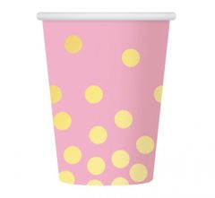 GoDan Papierové ružové poháre s guličkami - 6 ks / 270 ml