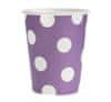 Papierové fialové poháre Dots - 6 ks / 270 ml