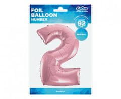GoDan Fóliový balón číslo 2 - ružová - 92 cm