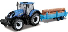 BBurago 1:32 Farm Traktor New Holland s vlečkou na drevo
