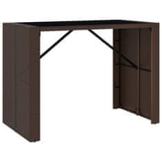 Petromila vidaXL Barový stôl so sklenenou doskou hnedý 145x80x110 cm polyratan