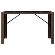 Petromila vidaXL Barový stôl so sklenenou doskou hnedý 185x80x110 cm polyratan