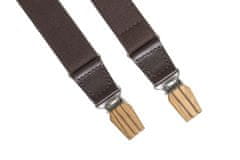 BeWooden Kožené traky Dolor Suspenders s drevenými detailmi hnedé