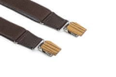 BeWooden Kožené traky Dolor Suspenders s drevenými detailmi hnedé