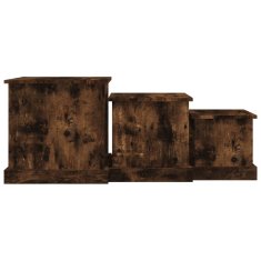 Vidaxl Zasúvacie stolíky 3 ks dymový dub spracované drevo