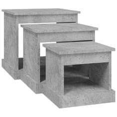 Vidaxl Zasúvacie stolíky 3 ks betonové sivé spracované drevo