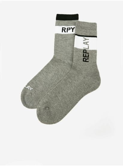 Replay Súprava dvoch šedých pánskych ponožiek Replay
