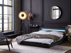 Beliani Vodná posteľ z eko kože s LED podsvietením 180 x 200 cm čierna AVIGNON