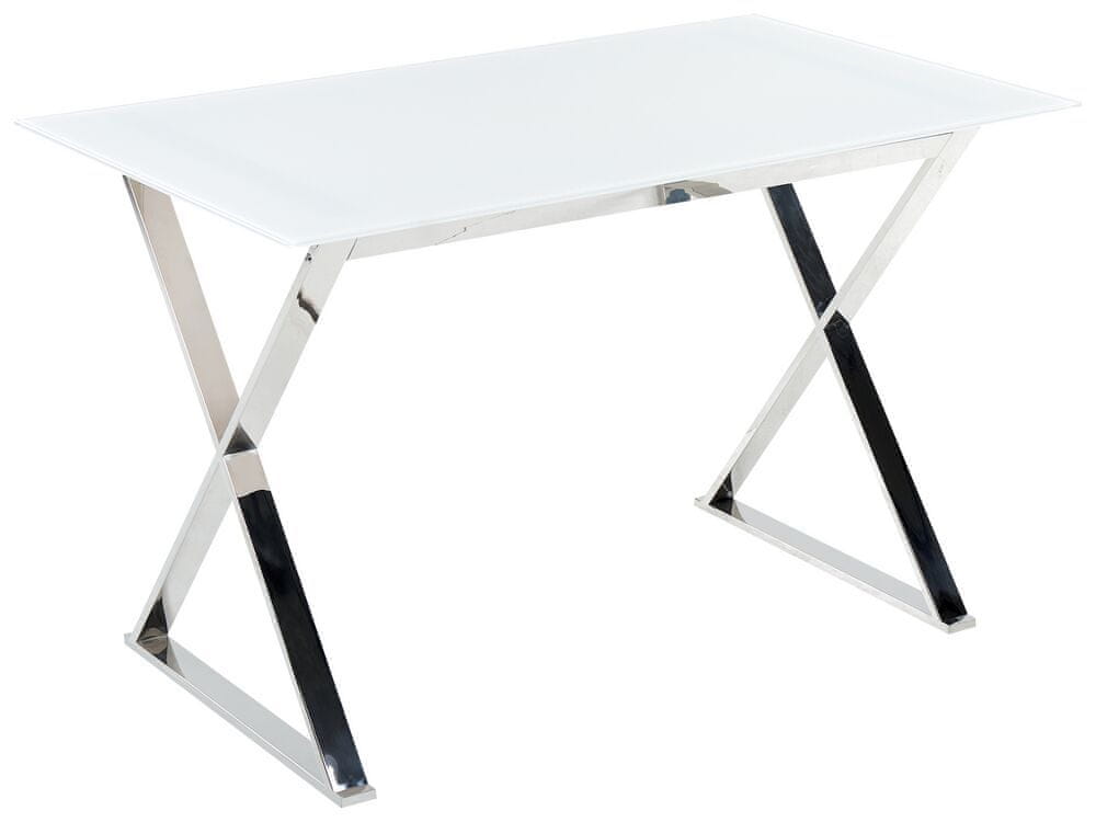 Beliani Jedálenský stôl so sklenenou doskou 120 x 70 cm biela/strieborná ATTICA
