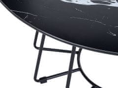 Beliani Konferenčný stolík s mramorovým efektom čierny BERNIE