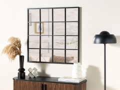 Beliani Kovové nástenné zrkadlo v tvare okna 78 x 78 cm čierna BLESLE