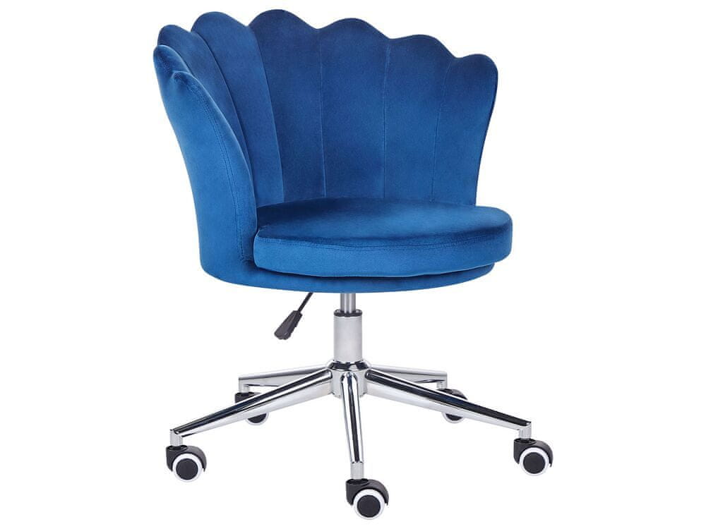 Beliani Zamatová kancelárska stolička modrá MONTICELLO