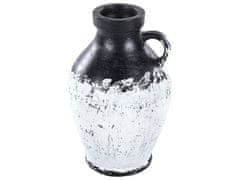 Beliani Terakotová dekoračná váza 33 cm čiernobiela MASSALIA