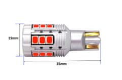 motoLEDy LED žiarovka W16W 12-24V 100% CAN červená bez chyby 1600lm