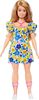 Barbie Modelka 208 - šaty s modrými a žltými kvetmi FBR37