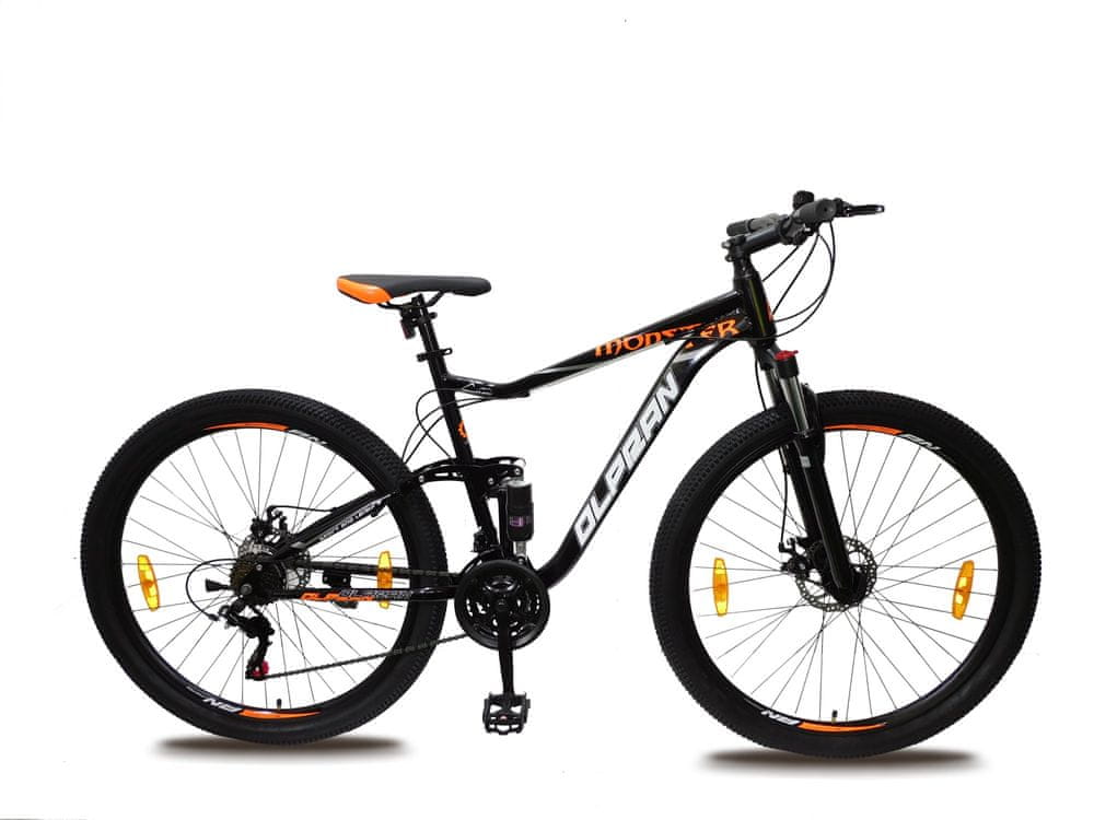Olpran Horský bicykel Monster 27,5" full čierna/oranžová
