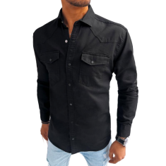 Dstreet Pánska džínsová košeľa K076 čierna dx2474 S