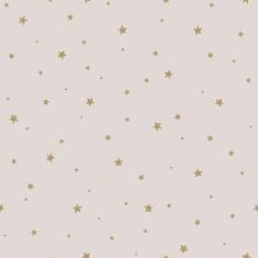 Staroružová vliesová tapeta so zlatými hviezdičkami 139260, Forest Friends, 0,53 x 10,05 m