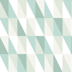 Vliesová tapeta geometrický vzor - zeleno-biele trojuholníky 138920, Little Bandits, 0,53 x 10,05 m